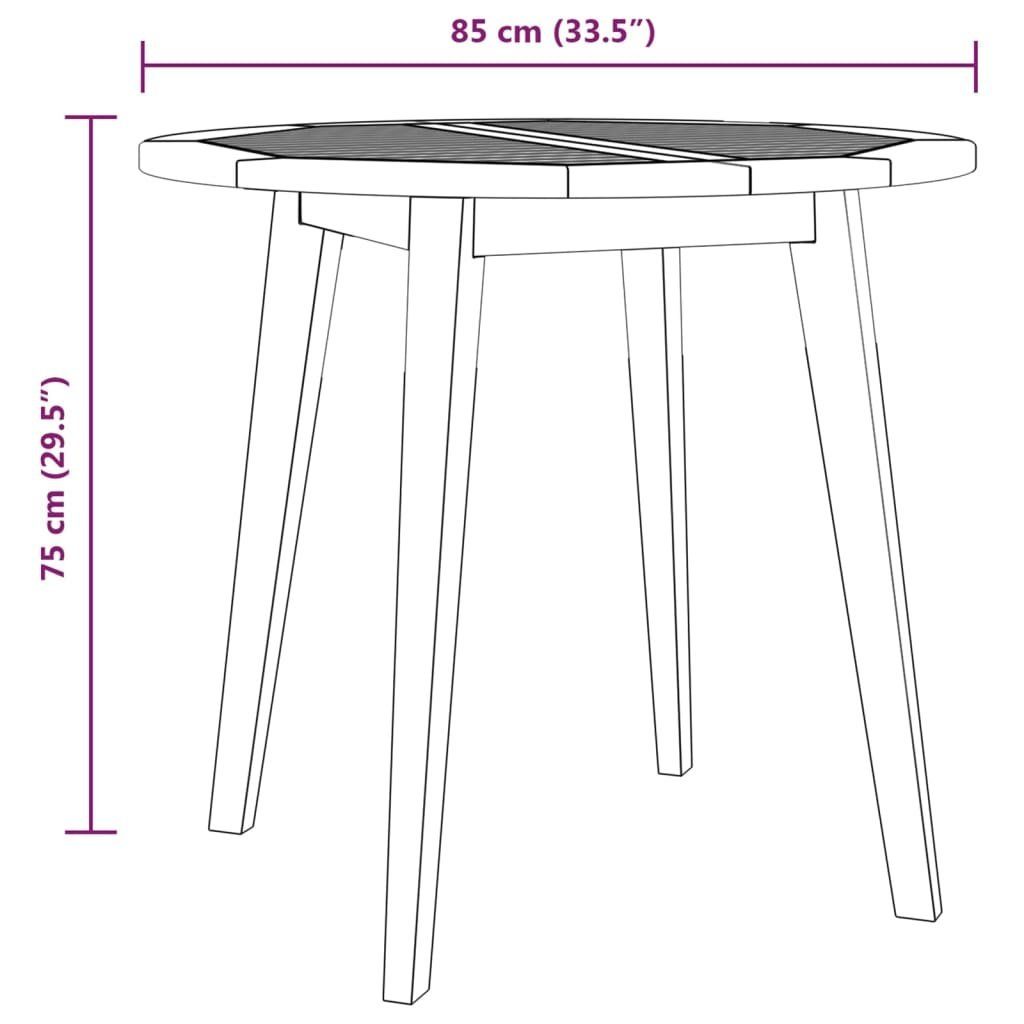 vidaXL Gartentisch Gartentisch Ø85x75 cm Massivholz Akazie (1-St)