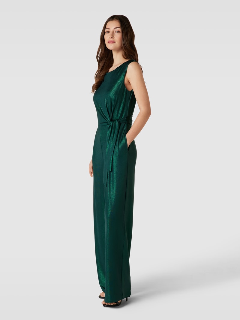 Jumpsuit mit Bindegürtel in grün
