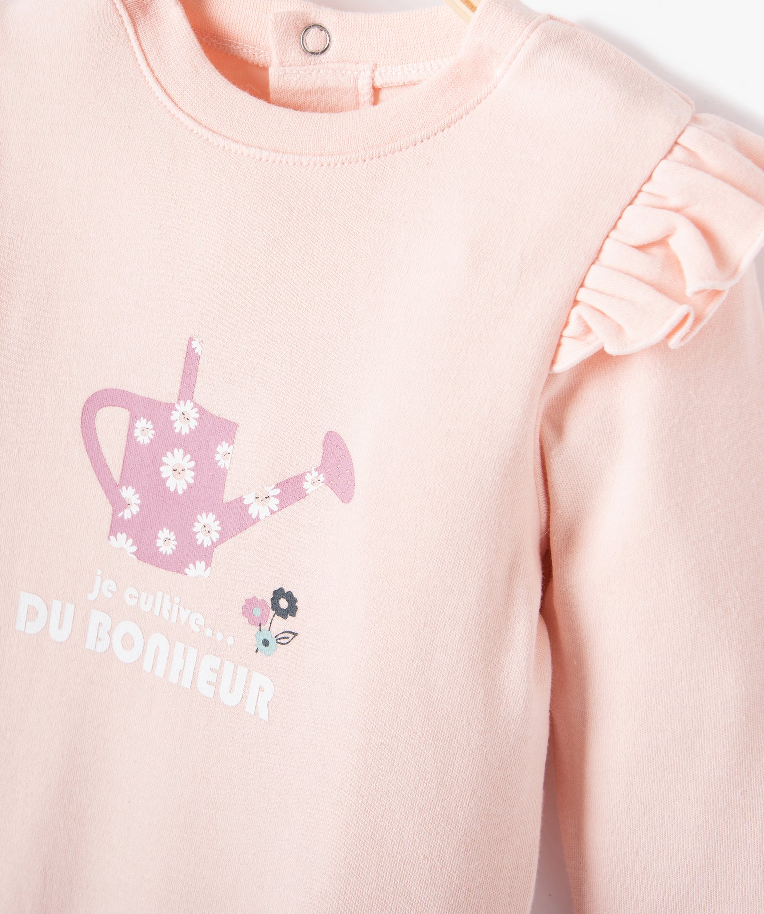 Pyjama bébé en jersey à épaules volantées rose | GEMO