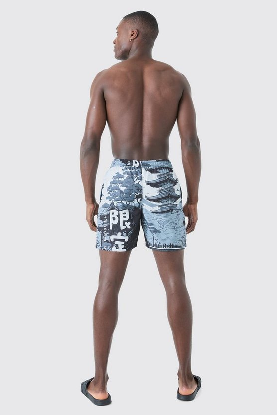 Mittellange Badehose mit Print