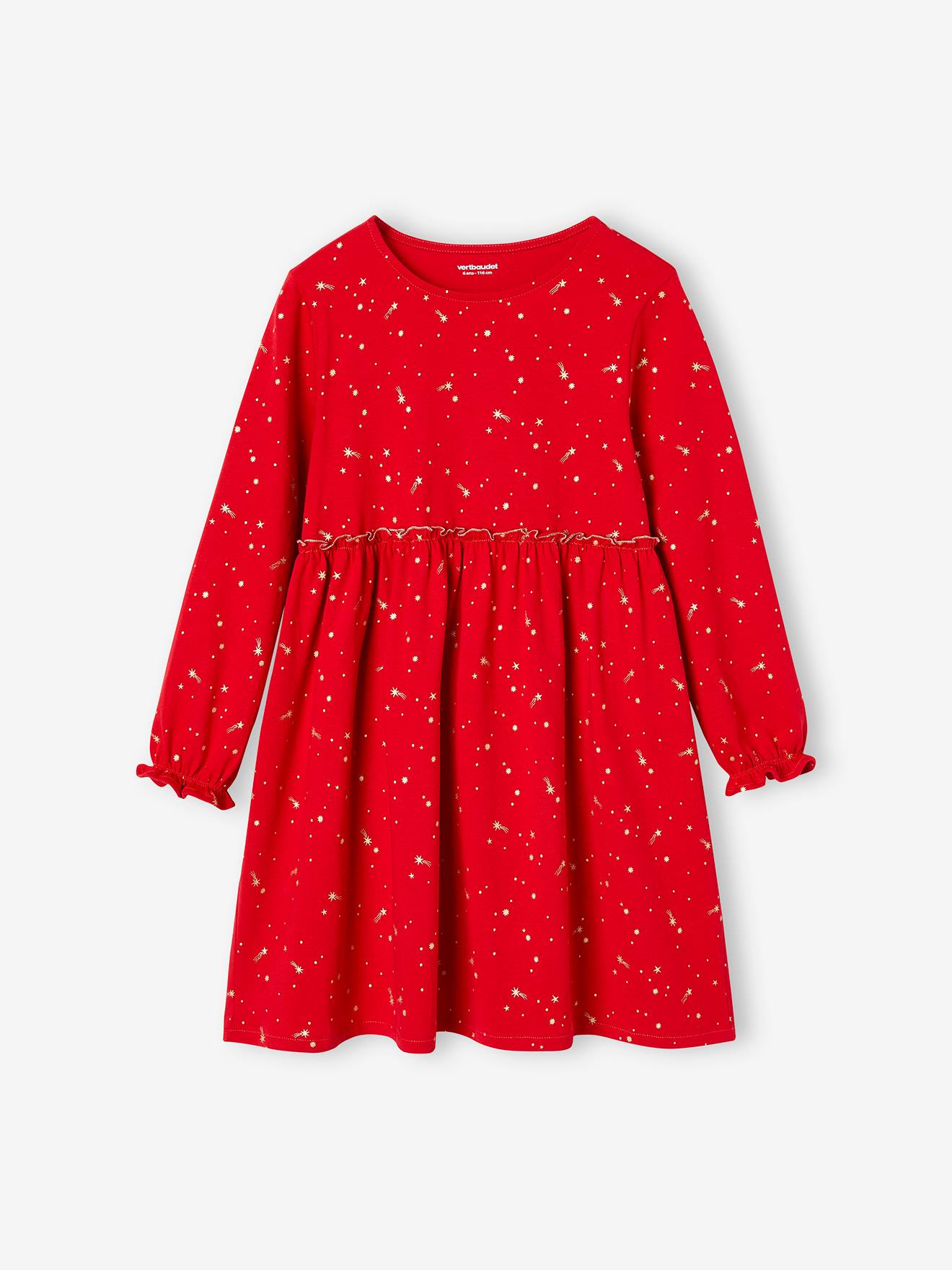 Vertbaudet Festliches Mädchen Kleid mit Glanzsternen - grün