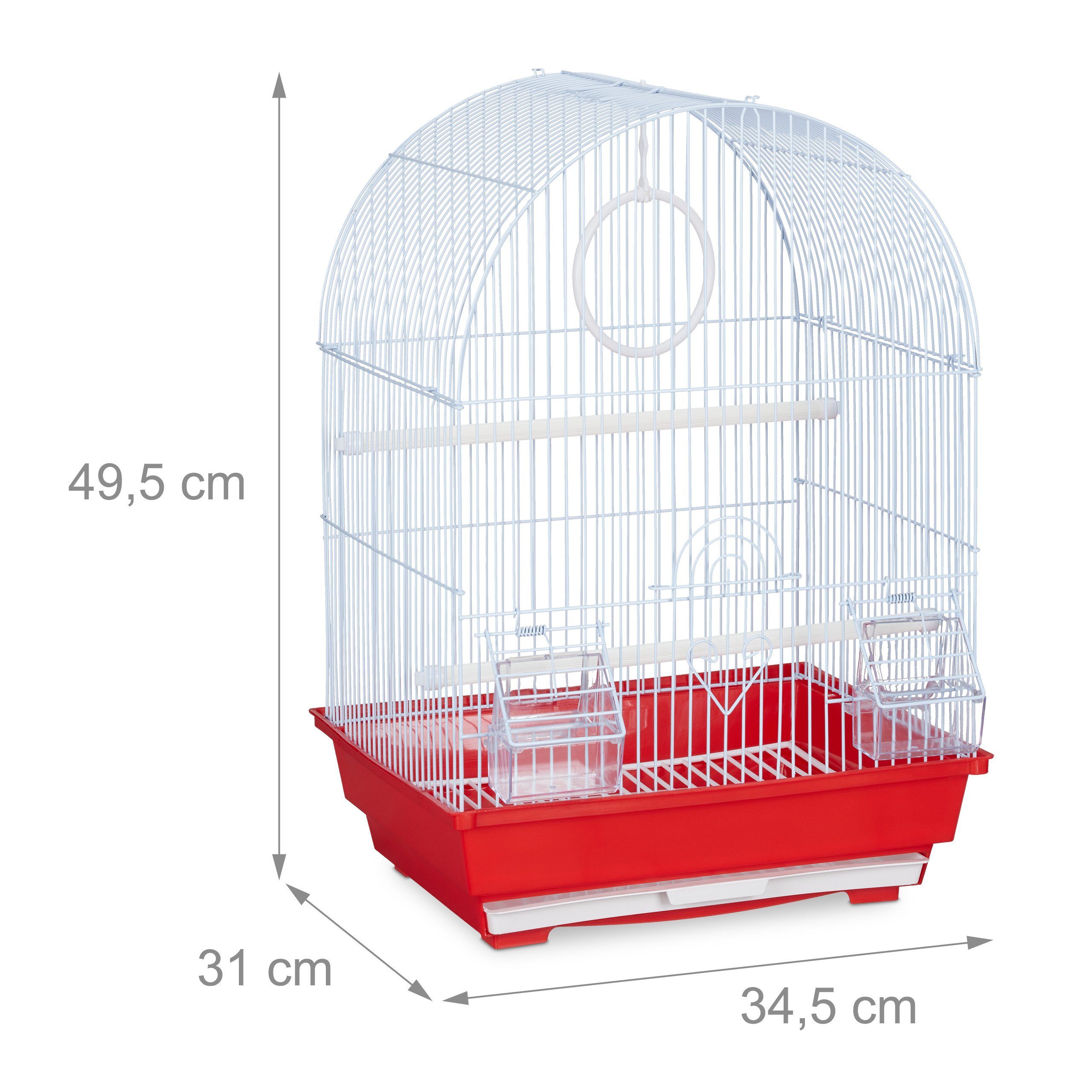 relaxdays Vogelkäfig Vogelkäfig mit Zubehör rot