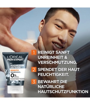 L'Oréal Men Expert Magnesium Defense Sensitiv 0% Alkohol Reinigungsgel-100 ml