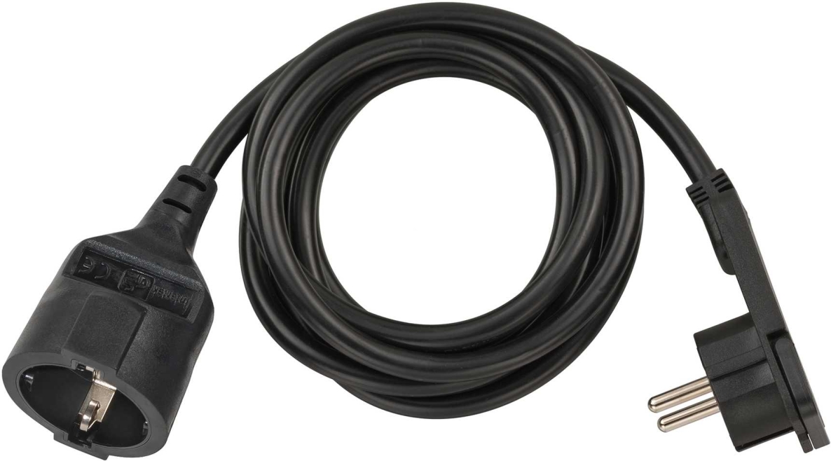 Brennenstuhl 1168980020 Hochwertiges Kunststoff-Verlängerungskabel mit Flachstecker, 2 m, H05VV-F3G1.5, schwarz