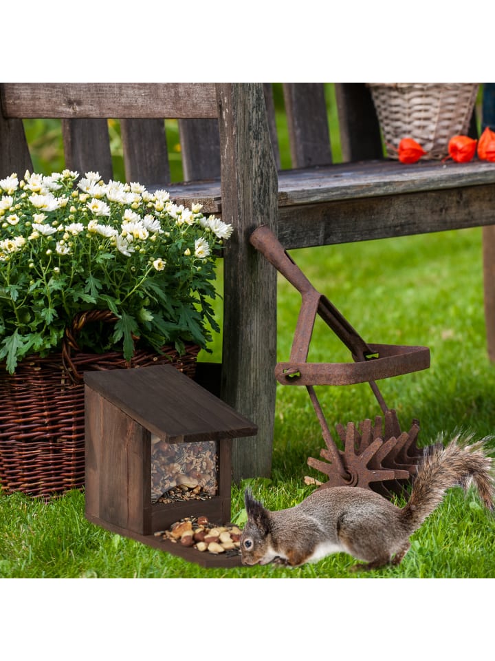 relaxdays Eichhörnchen Futterhaus in Dunkelbraun - (B)12x (H)17,5 x (T)25 cm günstig kaufen onesize
