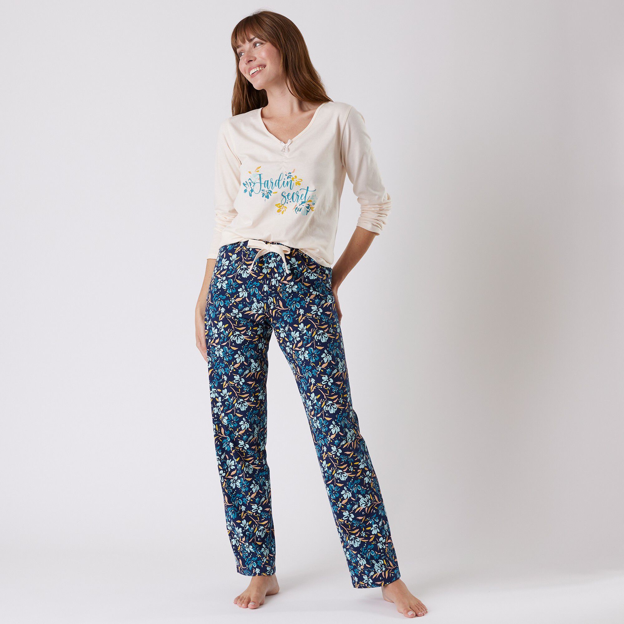 Pantalon pyjama coton imprimé floral