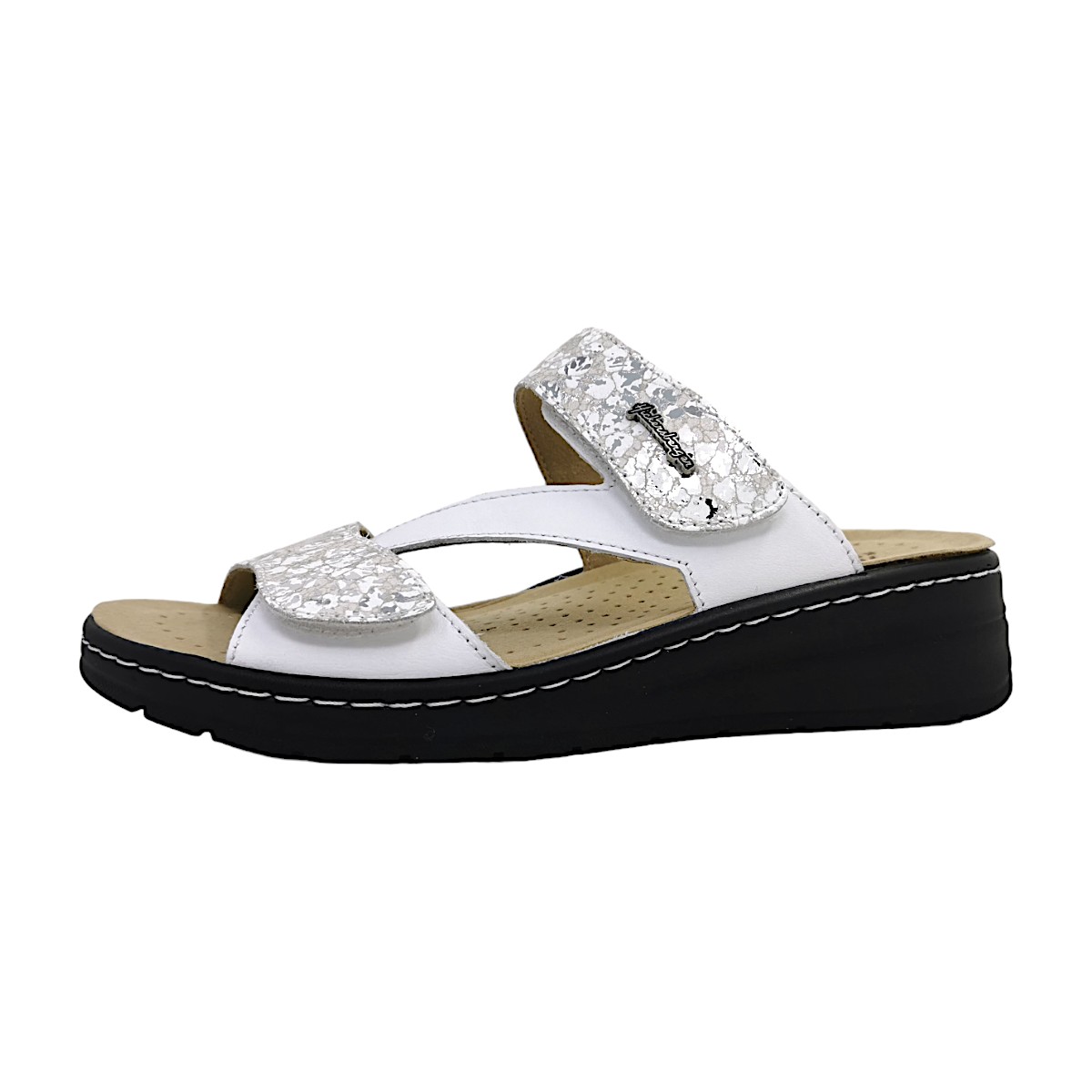 Hickersberger Napoli Pantolette Weite G 2526 Weiß 8022 Weiß/ Punktino