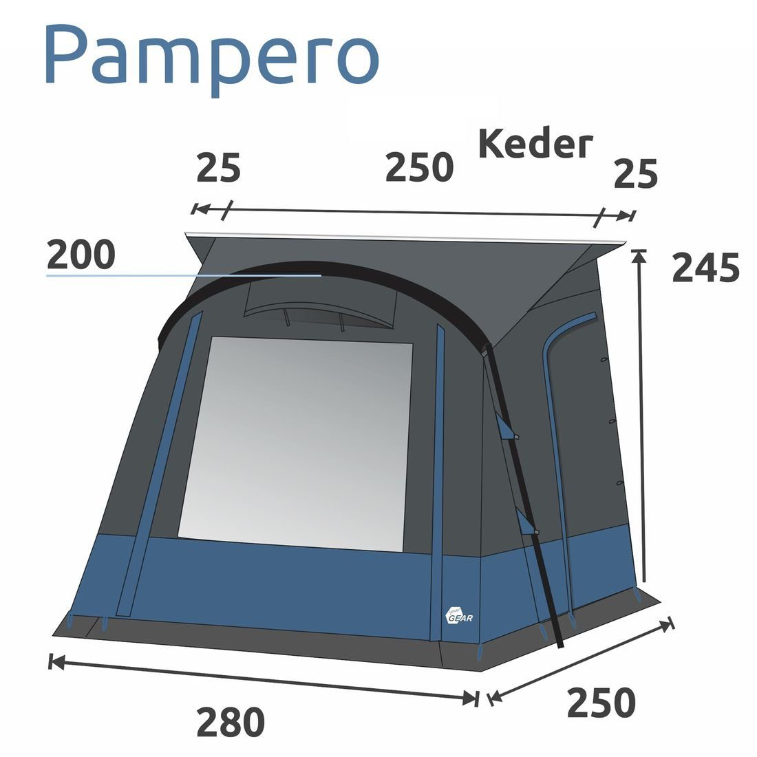 yourGEAR Vorzelt your GEAR Wohnwagenvorzelt Pampero 280 - Caravan Zelt, Reise-Vorzelt, Personen: 0