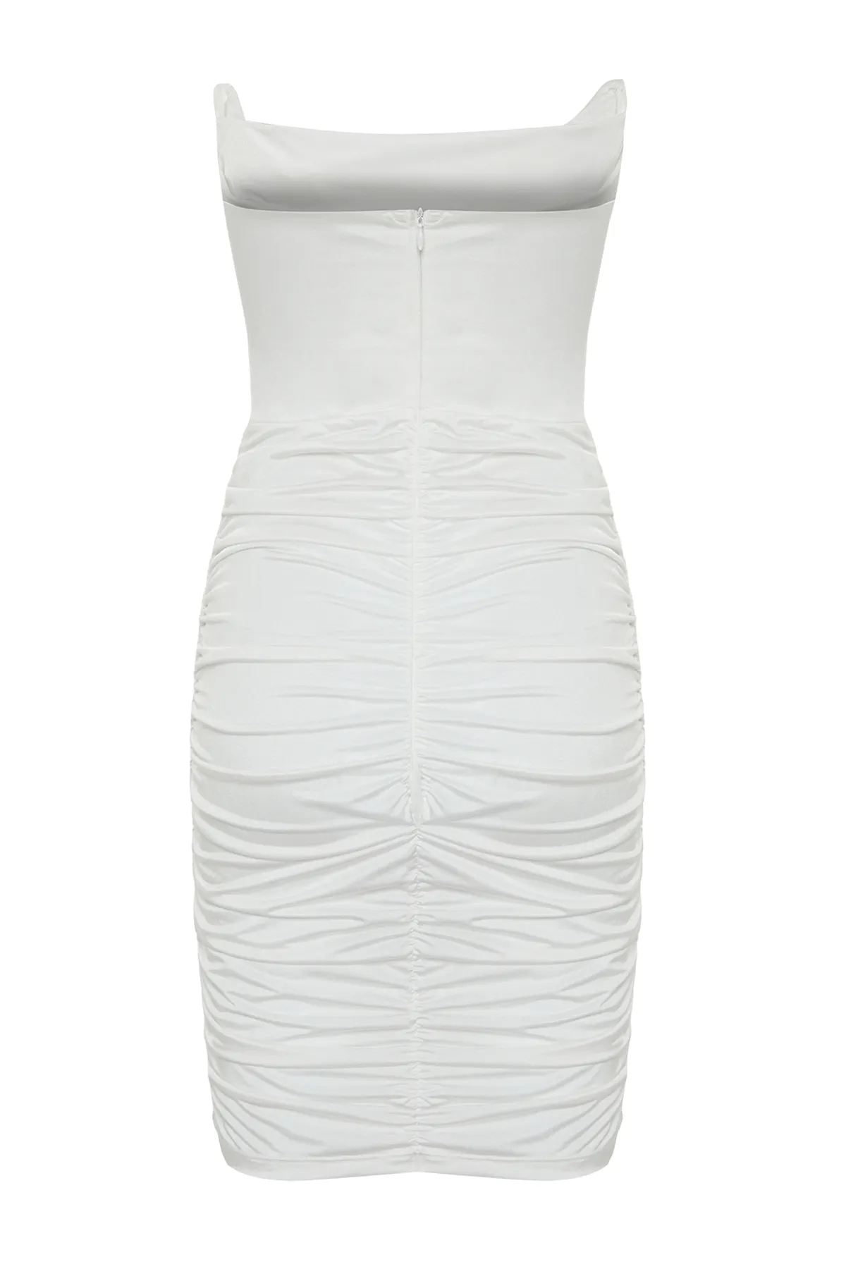 Trendyol Collection  Weißes, figurbetontes, gefüttertes Strick-Korsett-Detailkleid für Hochzeiten/Abendkleider TPRSS23EL00174
