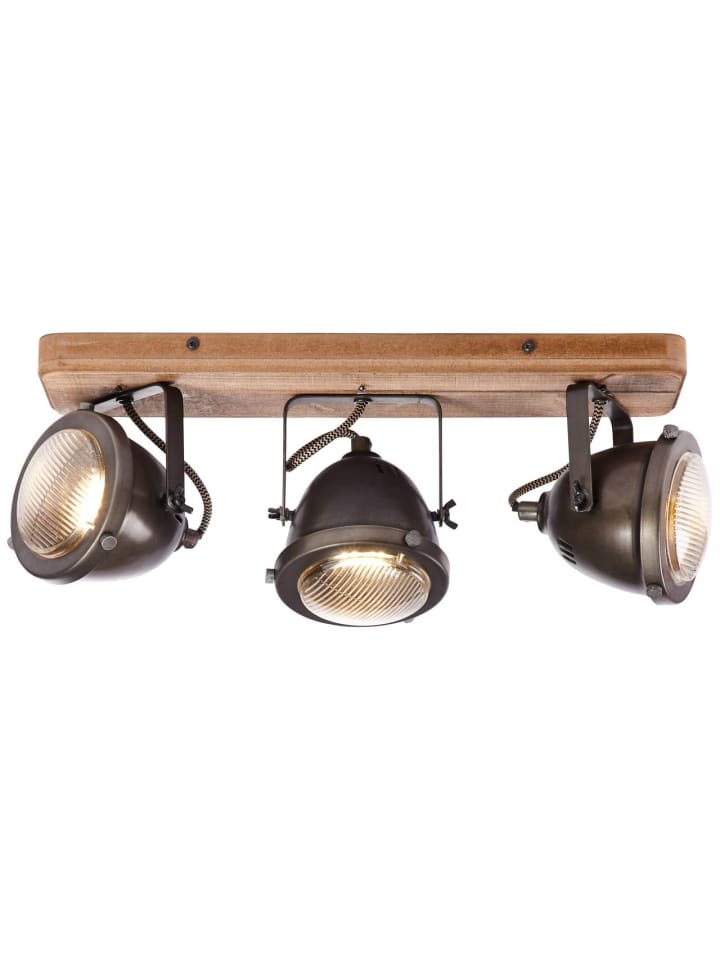 Brilliant Spotbalken, 3-flammig Carmen Wood 18,5x43x11,5 cm in burned steel/holz günstig kaufen onesize