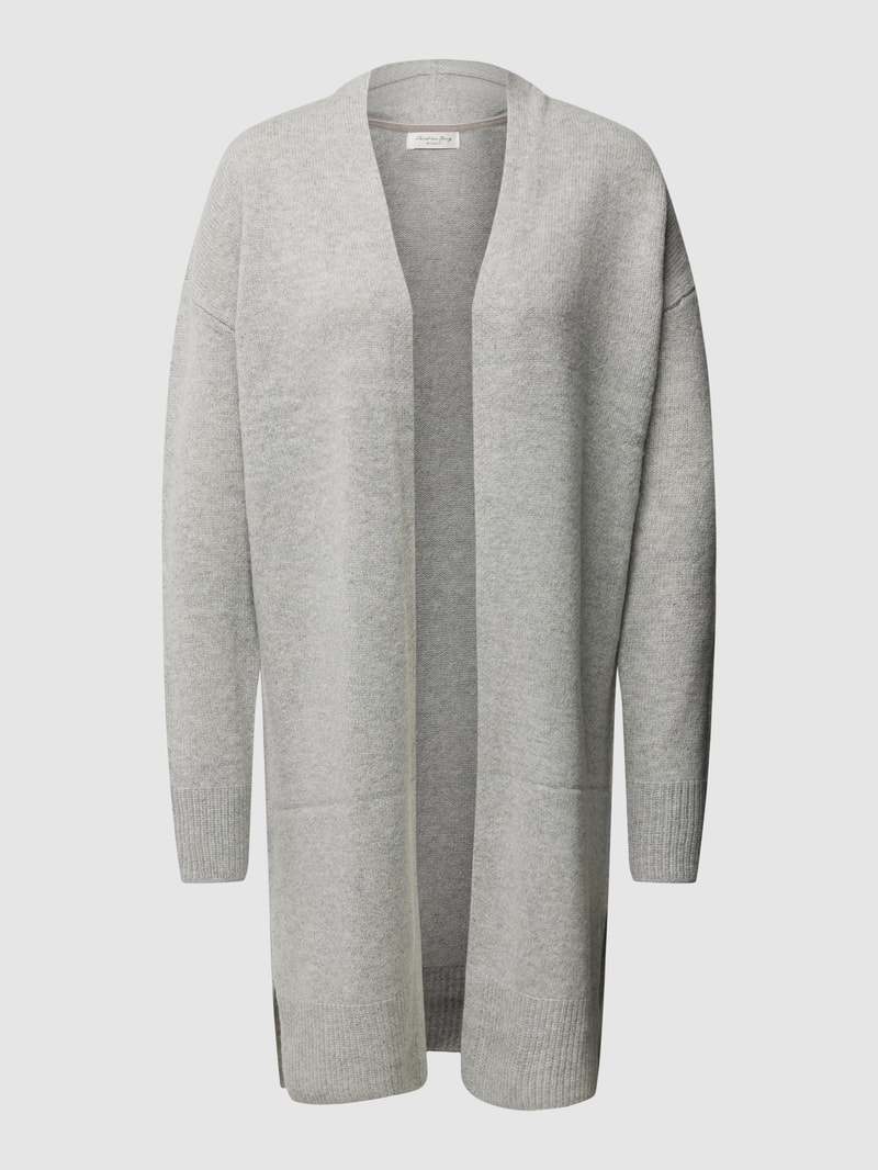 Strickcardigan mit offener Vorderseite in mittelgrau meliert