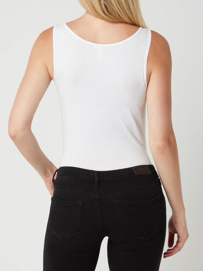 Tank Top mit Label-Detail Modell 'Basic' in weiß