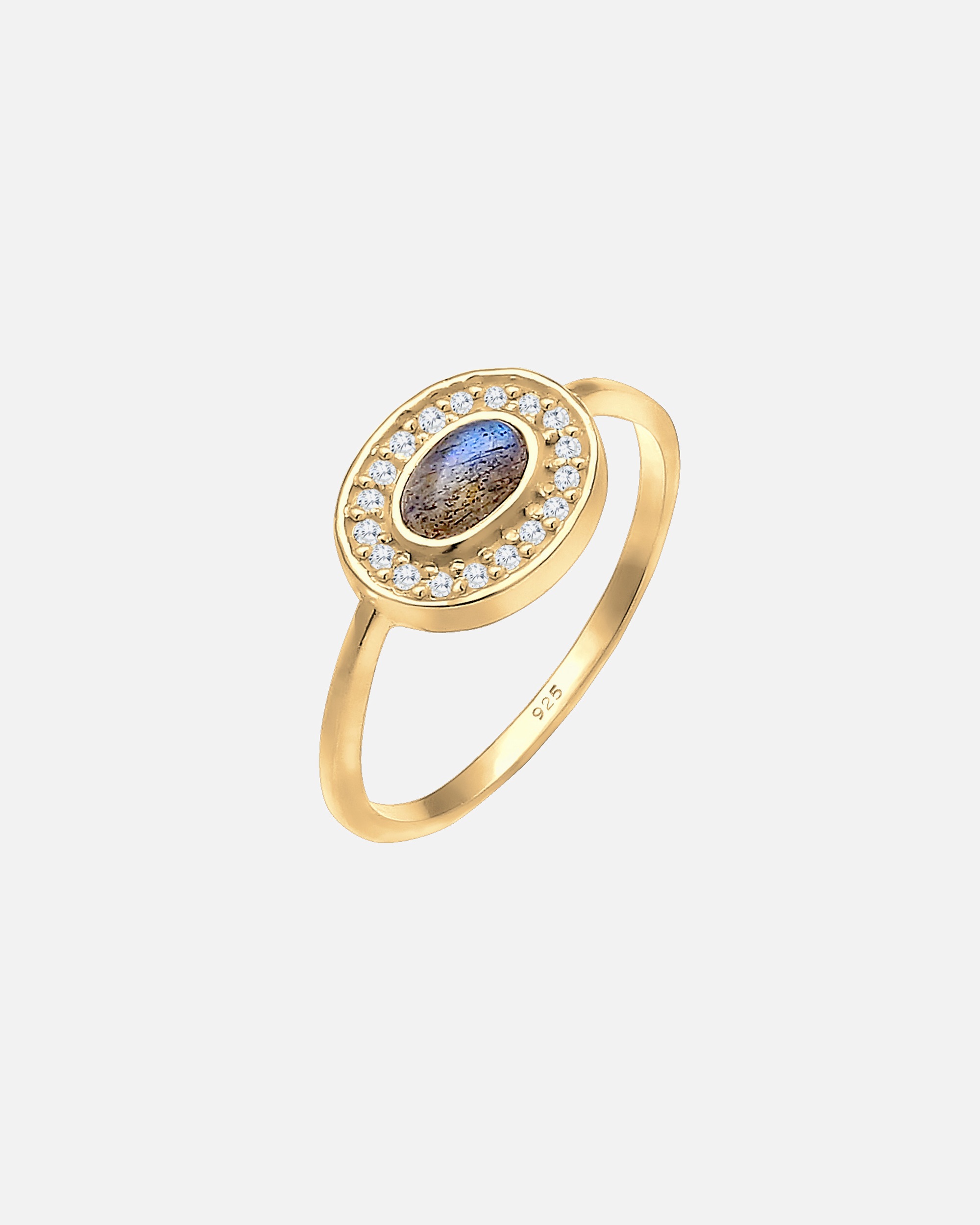 Dámsky prsteň Elli Antique Noble Elegant Zirkónia s labradoritovým kryštálom, pozlátený strieborný (925/1000)