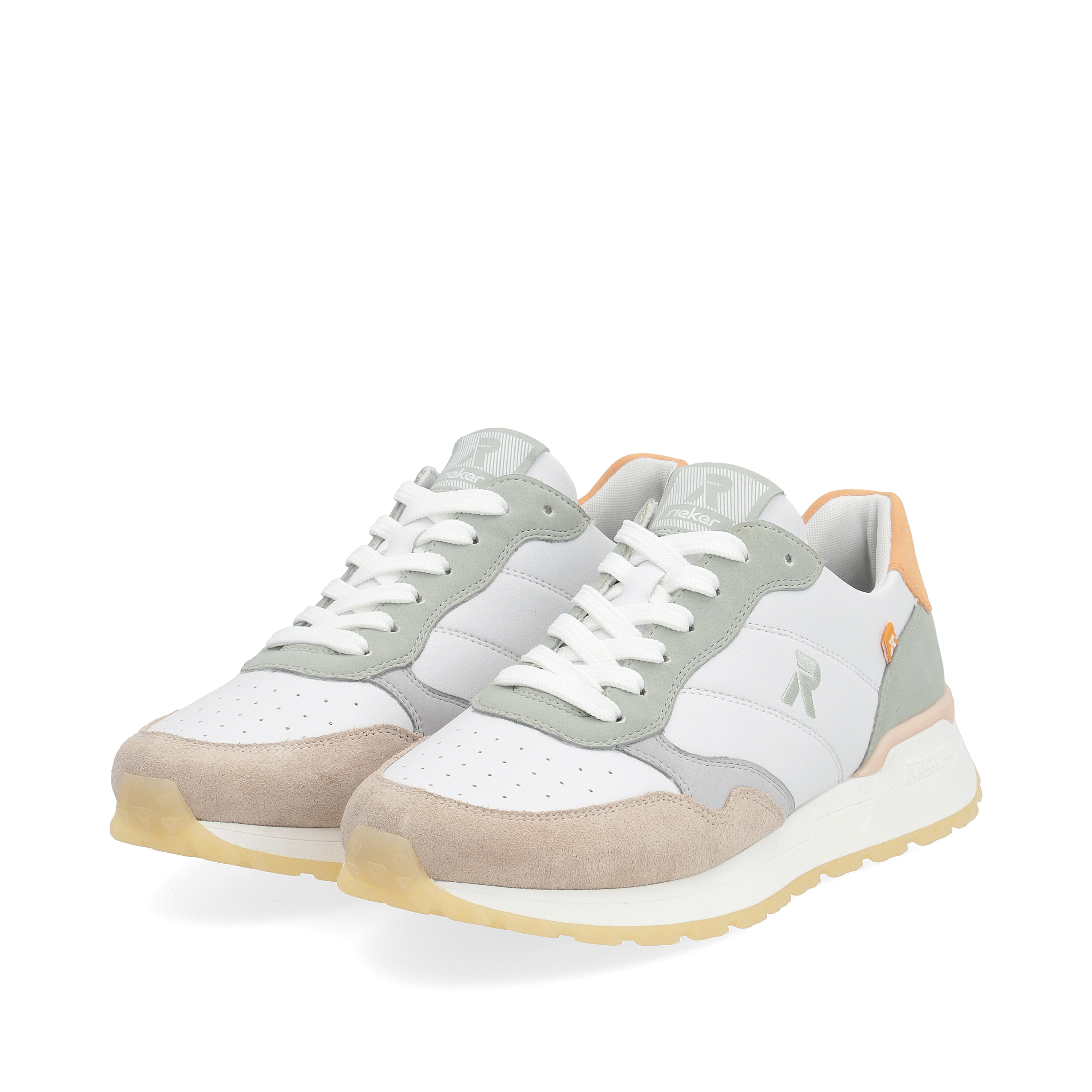 Rieker Damen Sneaker Low pearl-white grey-green