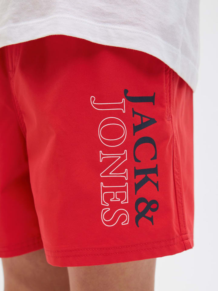 JACK & JONES Junior Badeshorts  JPSTMAUI JJSWIM DOUBLE LOGO JNR in true red günstig kaufen