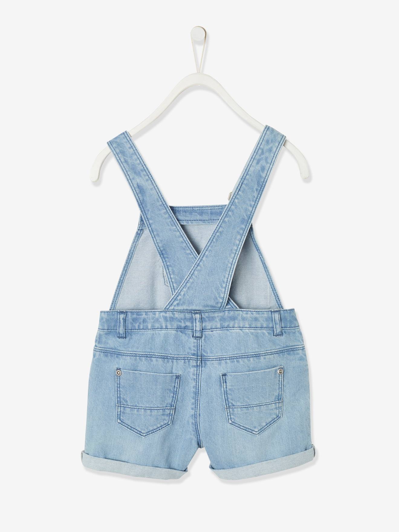Salopette courte en jean fille double stone