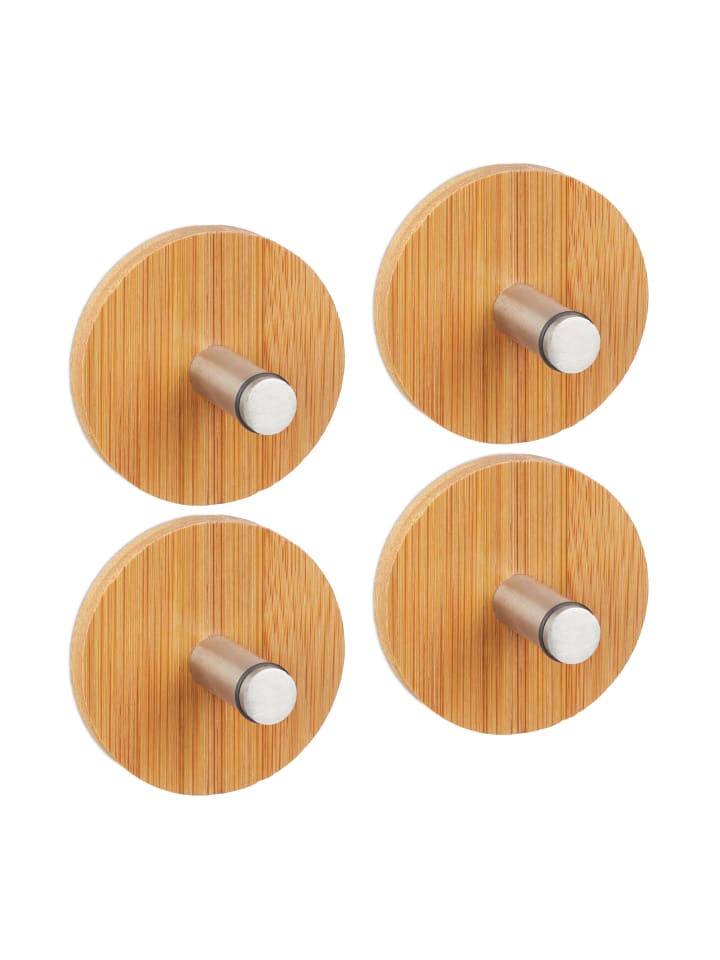 relaxdays Handtuchhaken 4er Set in Natur/Silber günstig kaufen onesize