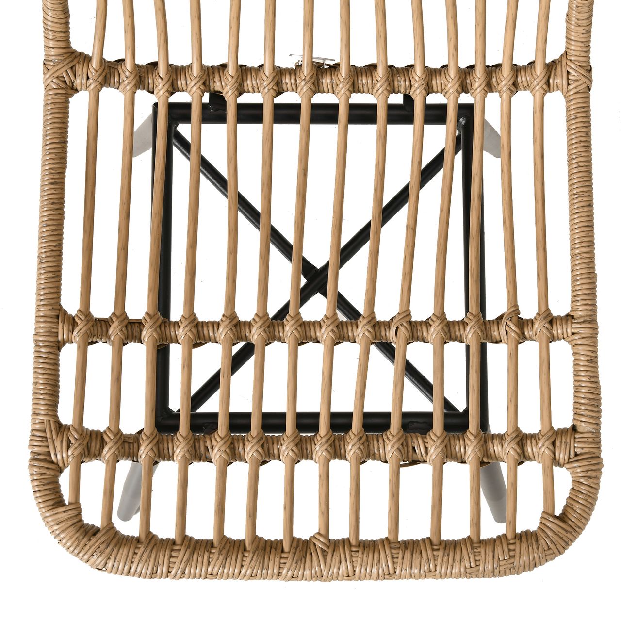 Outsunny 5-tlg. Polyrattan Gartenmöbel Set Essgruppe Esstisch mit 4 Stühlen Gartensitzgruppe mit Beistelltisch Gartenset Outdoor Metall Natur