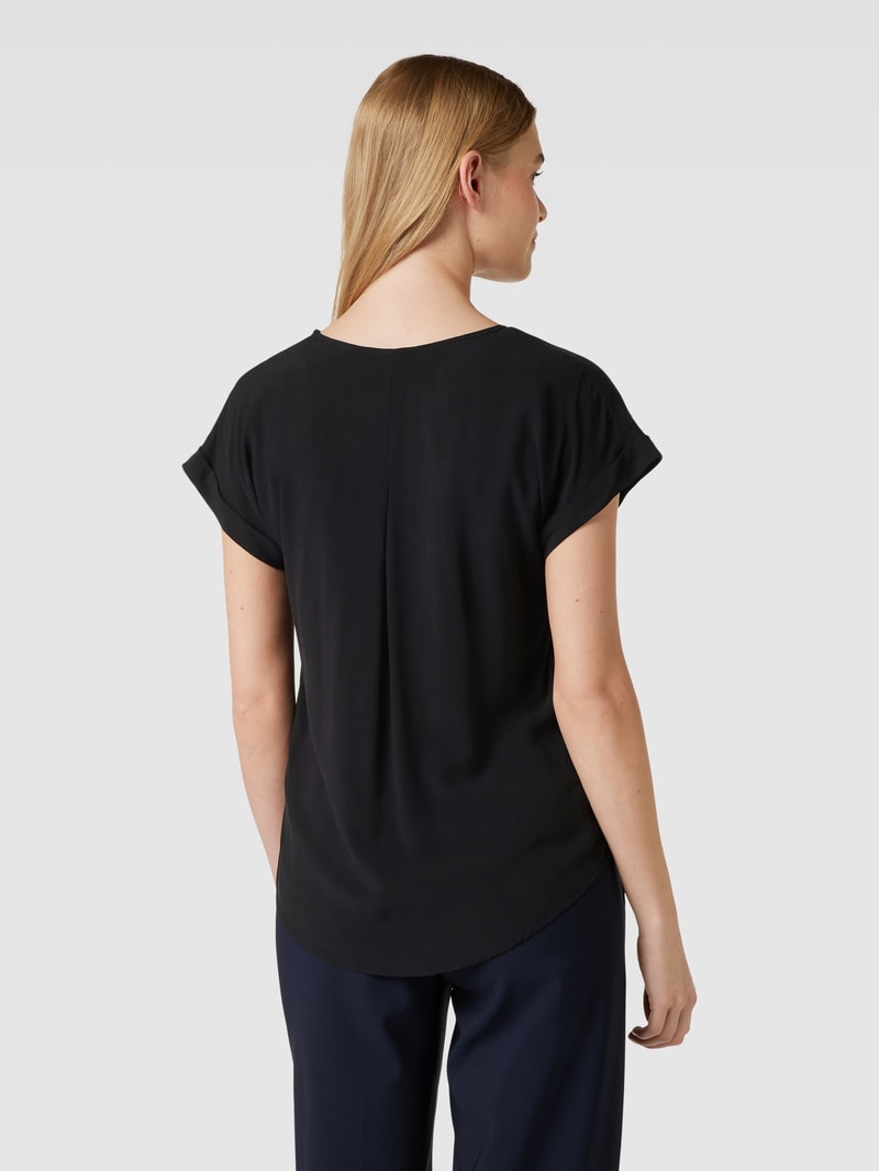 Blusenshirt aus reiner Viskose mit Kellerfalte in schwarz