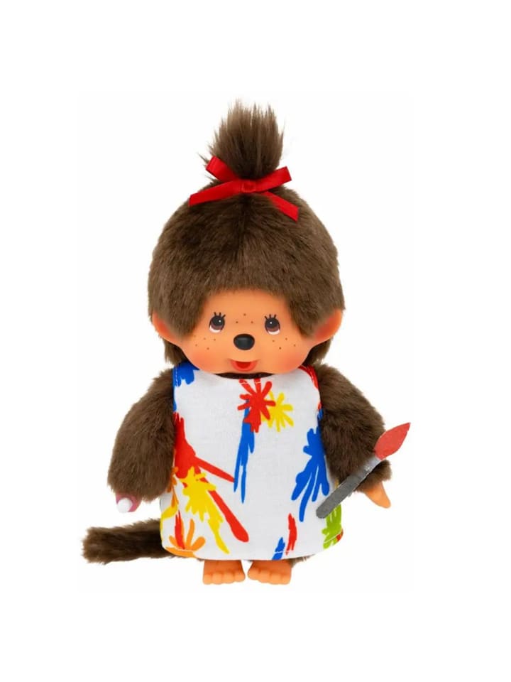 Monchhichi Mädchen im Malerin-Kleid mit Zopf | 20 cm Monchhichi Puppe | Fashion günstig kaufen onesize