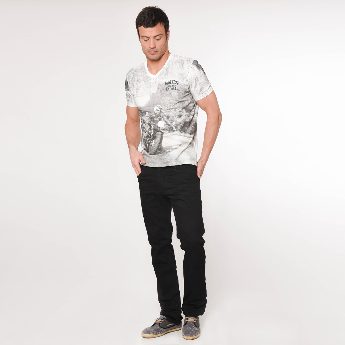 AMBRR  Jeans classique noir - coupe regular