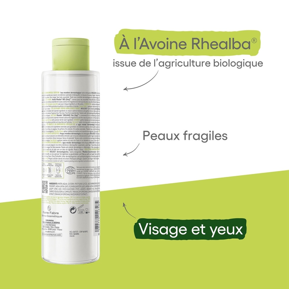 A-Derma Biology - Eau micellaire dermatologiquehydra nettoyante BIO Nettoyant