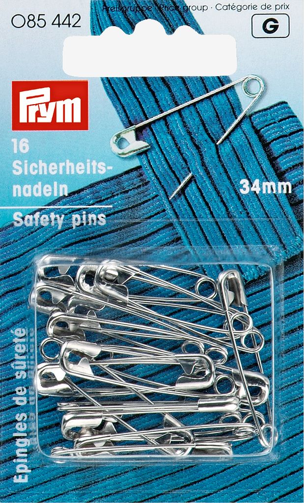 Szpilki bezpieczeństwa 34mm srebrne