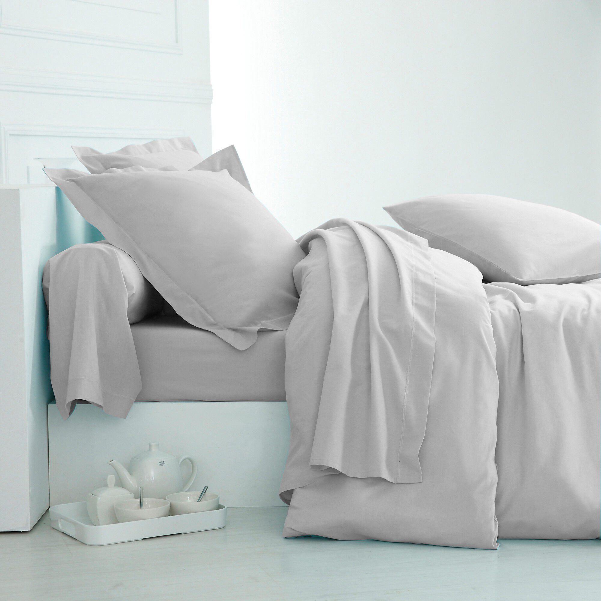 Linge de lit uni polyester-coton Colombine