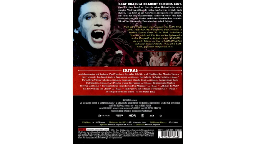 Andy Warhols Dracula - Mediabook - Cover A  (4K-Ultra HD) (+ Blu-ray) (+ Bonus-Blu-ray)