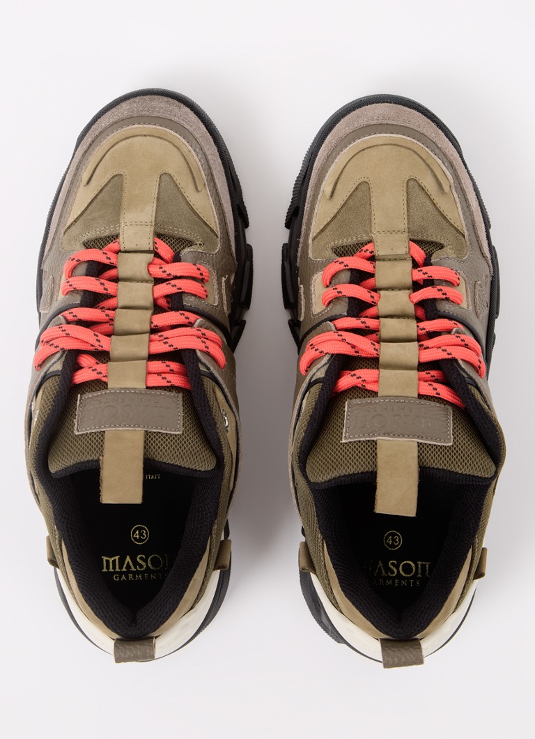 Mason Garments  Genova sneaker van suède met leren details