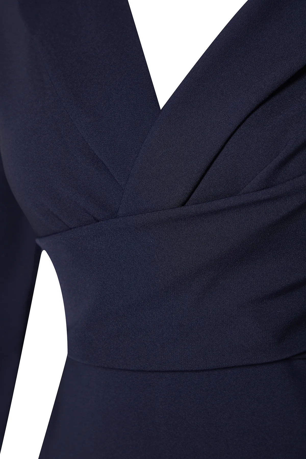 Trendyol Collection  Marineblaues gewebtes Minikleid mit tailliertem Kragen und detailliertem Schlitz TWOAW24EL00700