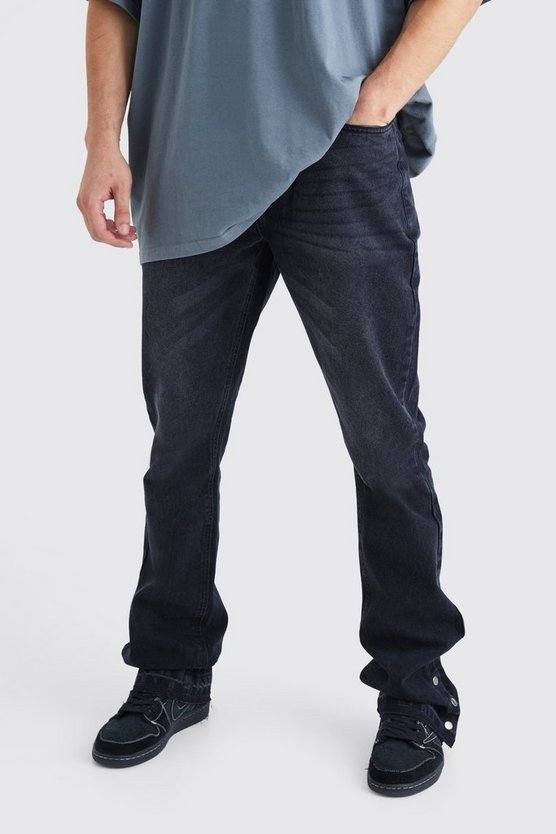 Tall Slim-Fit Schlagjeans mit Druckknöpfen