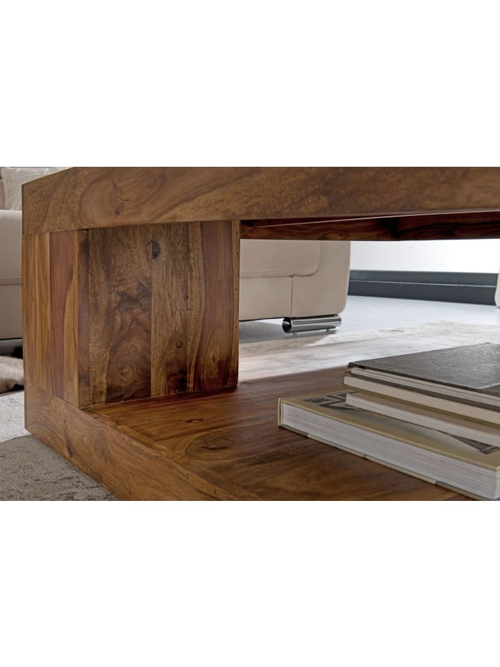 KADIMA DESIGN Couchtisch Massiv-Holz Sheesham 90 cm breit Design Wohnzimmer-Tisch günstig kaufen onesize