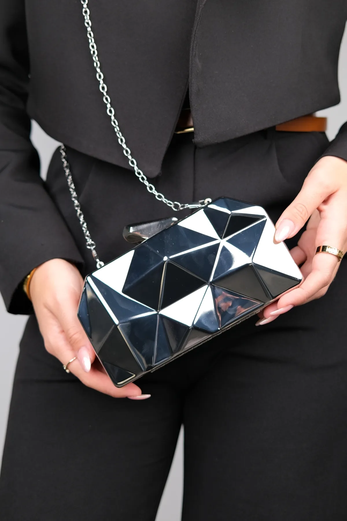 LuviShoes  Damen-Abendkleidtasche aus 921er Silbermetall