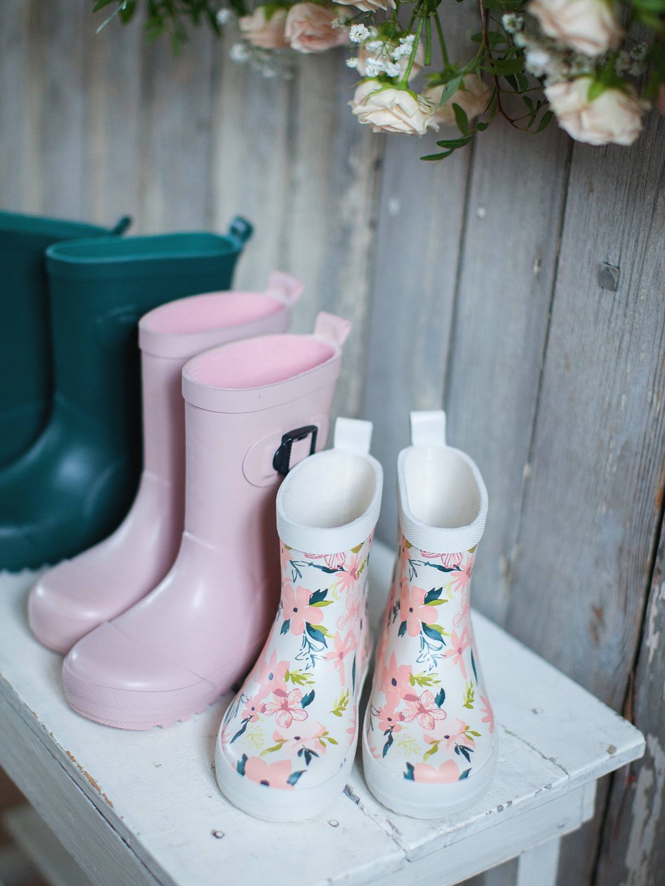 Bottes de pluie fille en caoutchouc rose pale