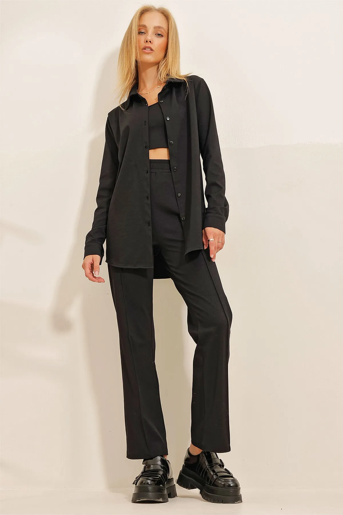 Trend Alaçatı Stili  Zweiteiler - Schwarz - Regular Fit