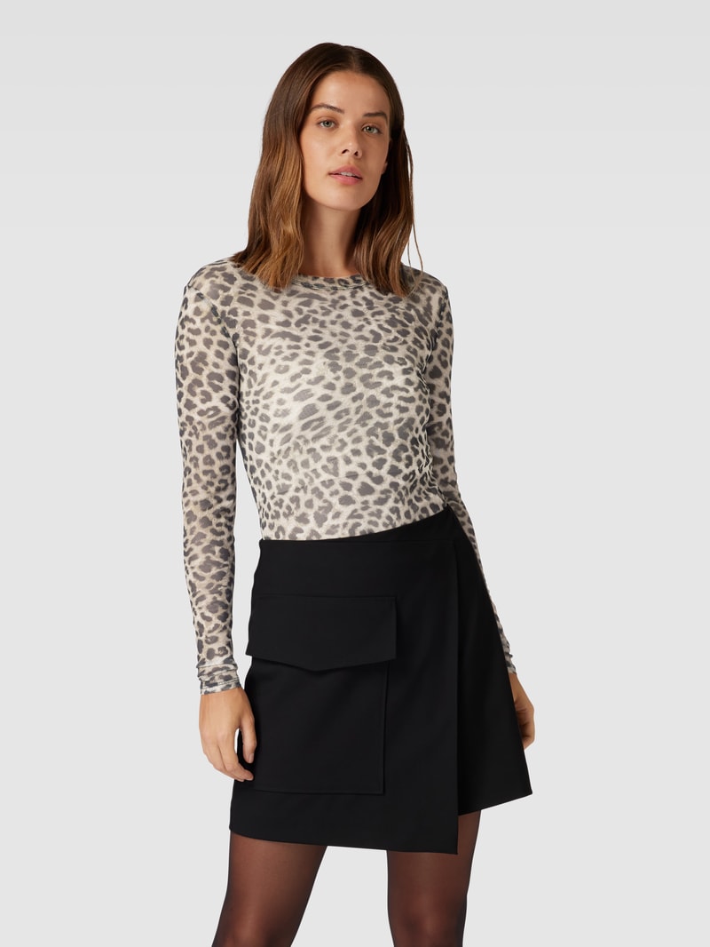 Longsleeve in semitransparenter Optik Modell 'CLAUDE' in mittelbraun