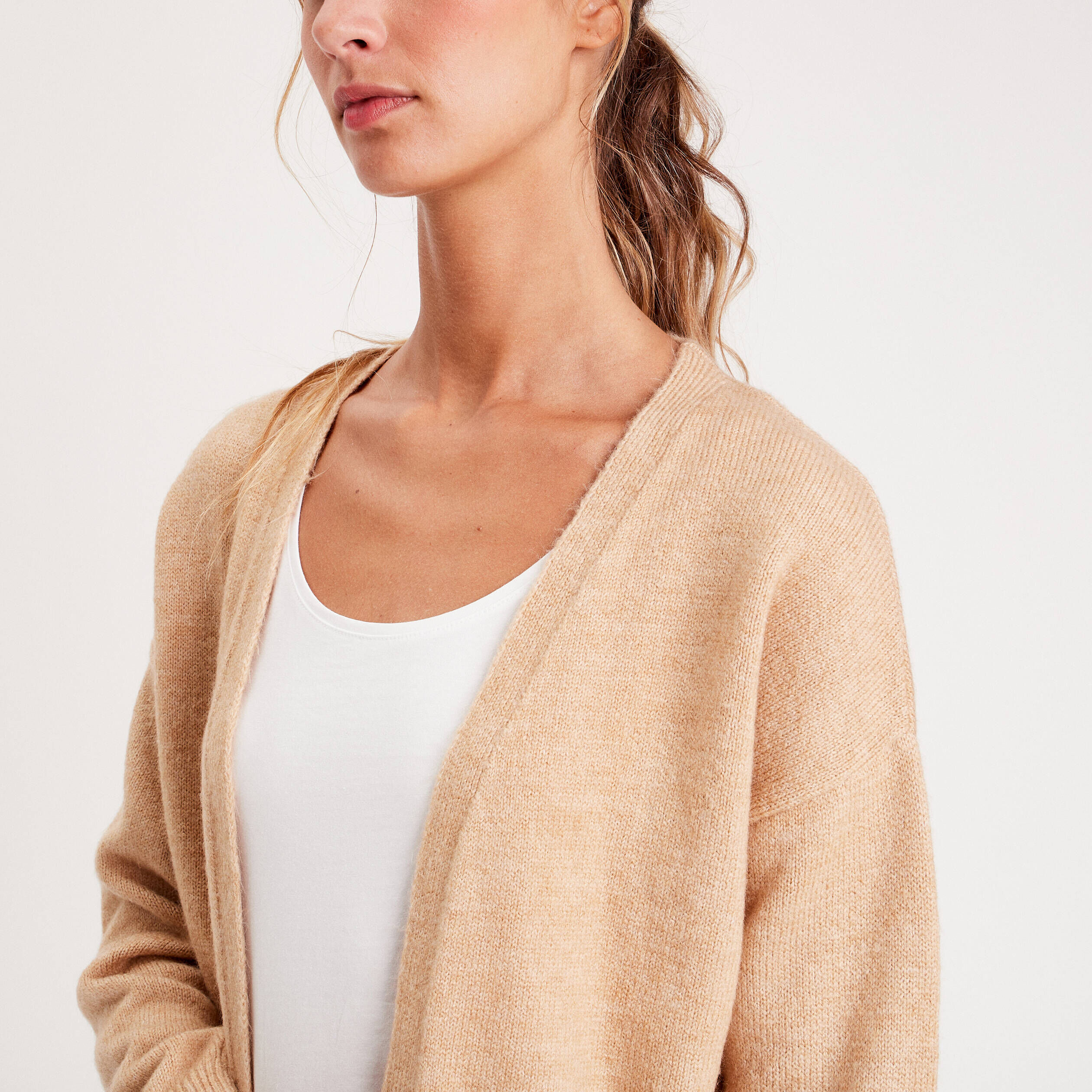 Gilet manches longues beige femme | Cache Cache