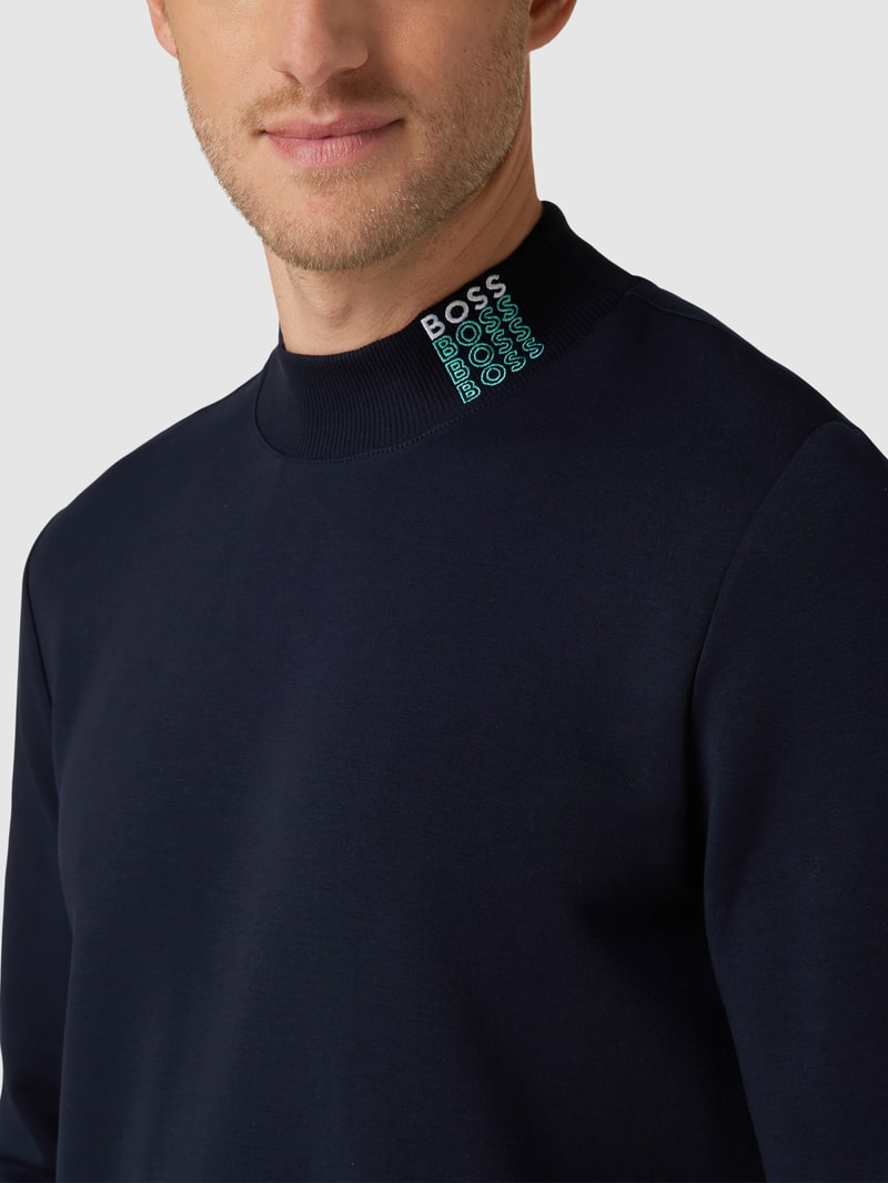 Sweatshirt mit Label-Details Modell 'Salbock' in marineblau