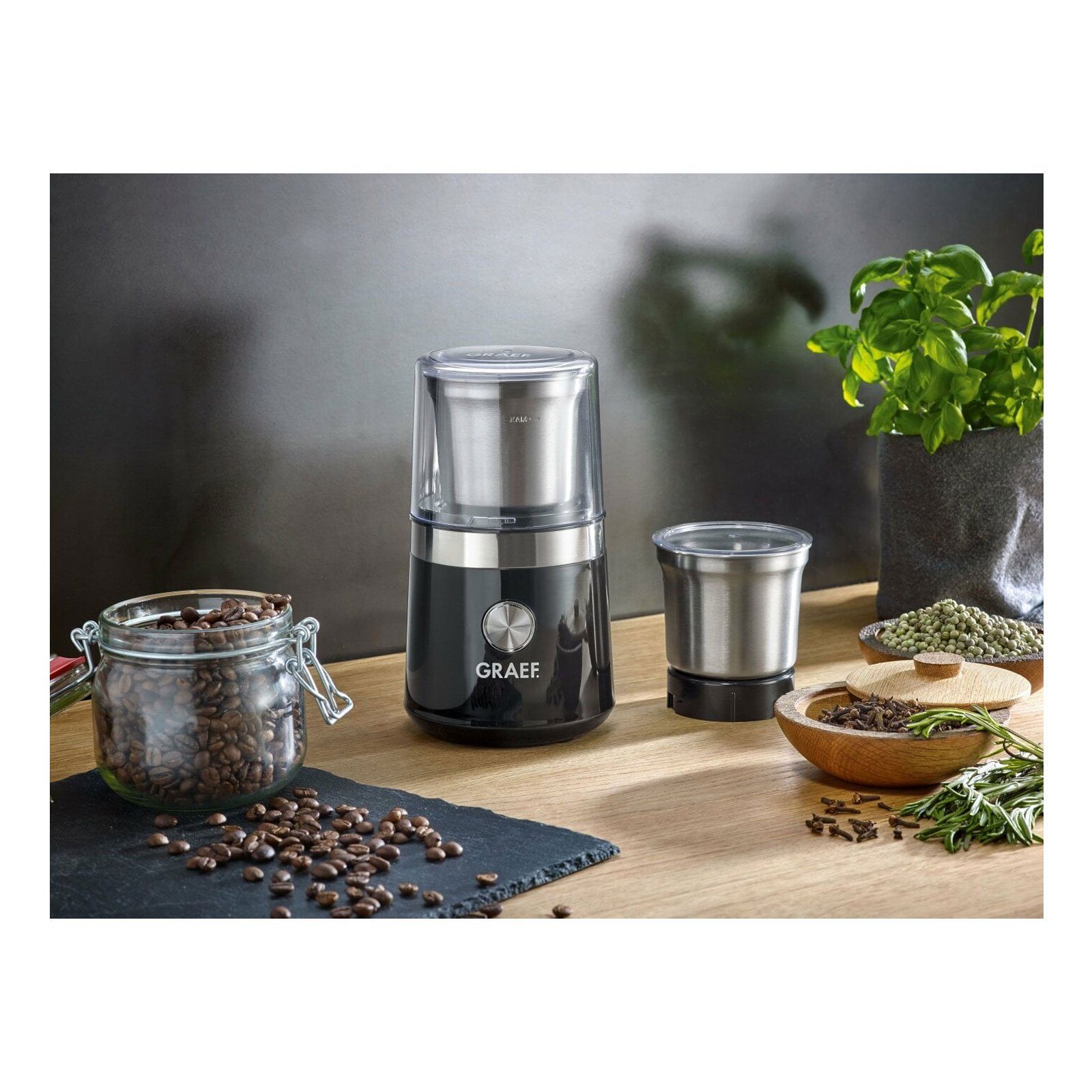 Graef Kaffeemühle CM 102 YOUNG LINE, 200 W, Behälter aus Edelstahl mit Deckel