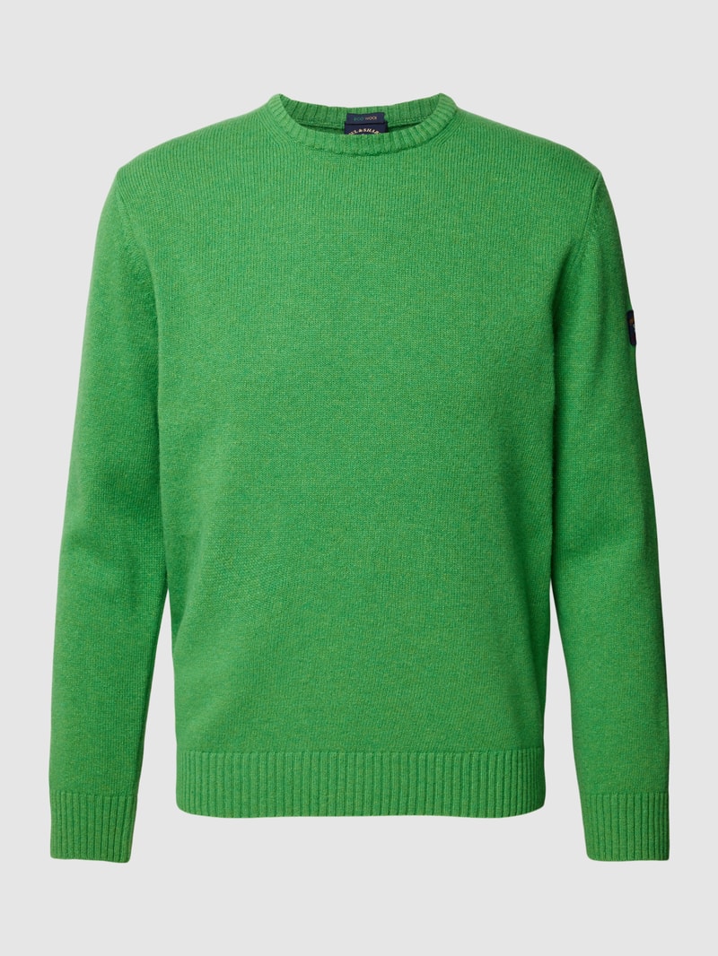 Strickpullover mit Label-Patch in grün