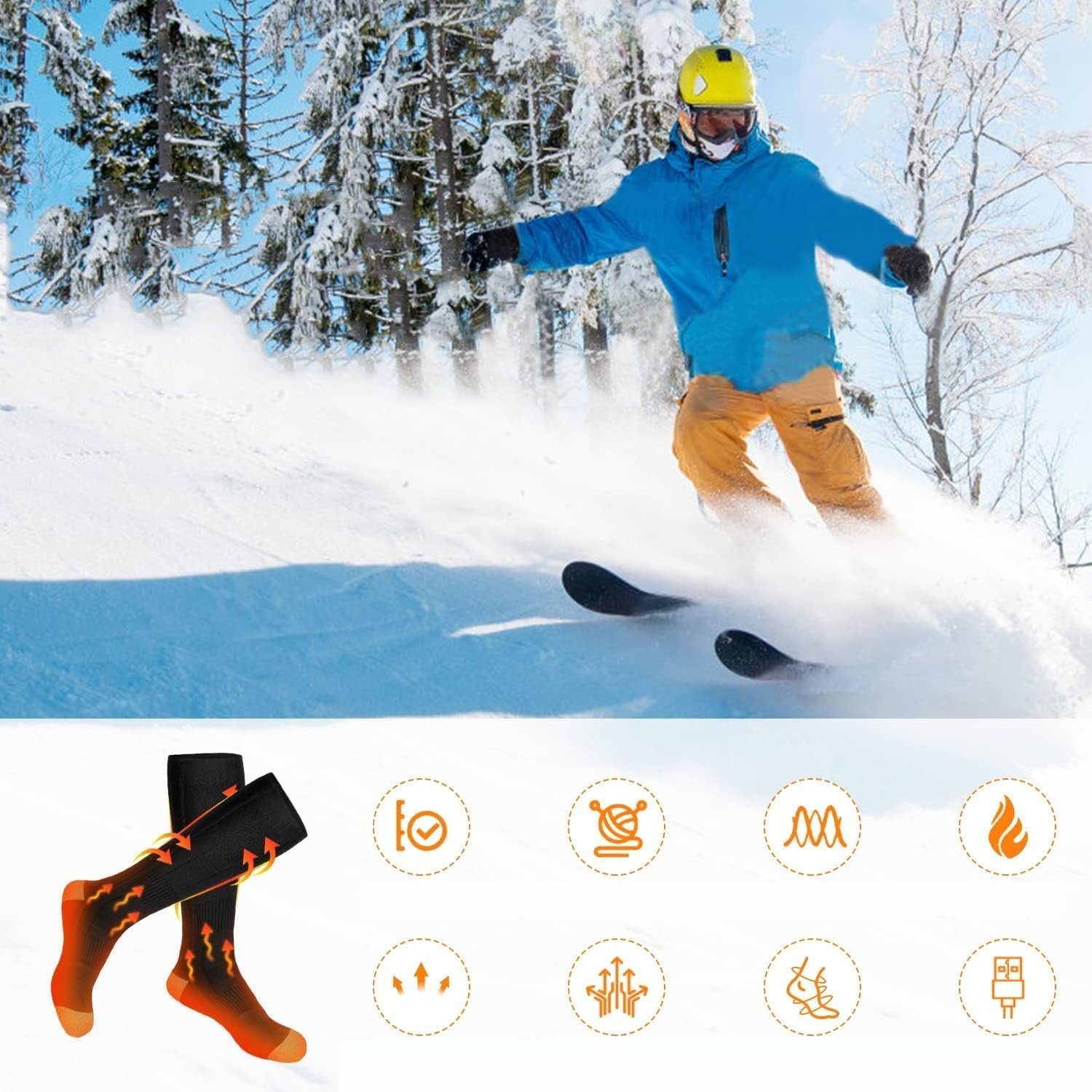 Bedee Thermosocken Beheizte Socken für Herren Damen Akku Elektrische Socken im Winter (3 Temperaturen einstellbar, Herren Damen Fußwärmer Heizsocken) Fusswärmer Elektrisch Warme Socken für Winter Outdoor Camping Angeln