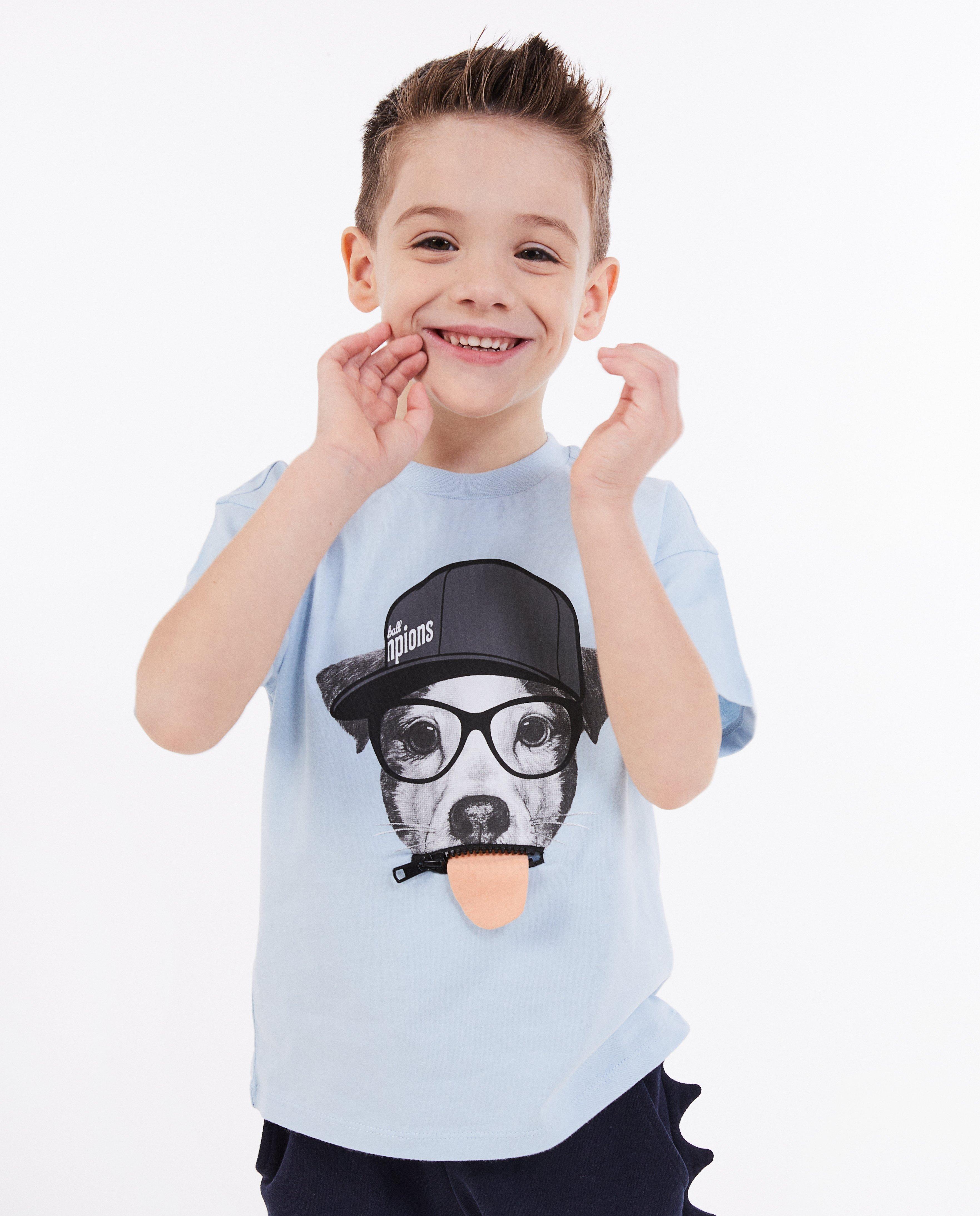 Kidz Nation világoskék színű kutyás mintás póló