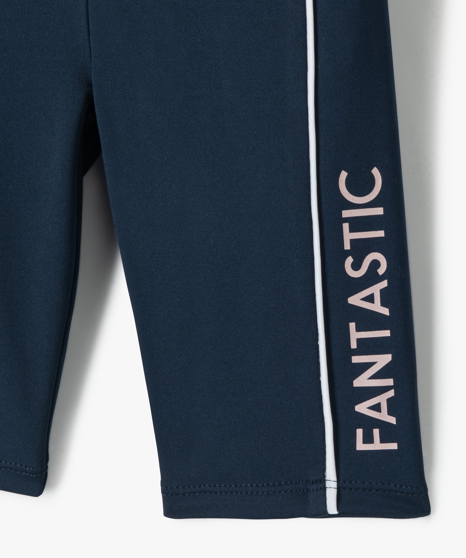 Legging de sport fille court à large ceinture élastique marine | GEMO