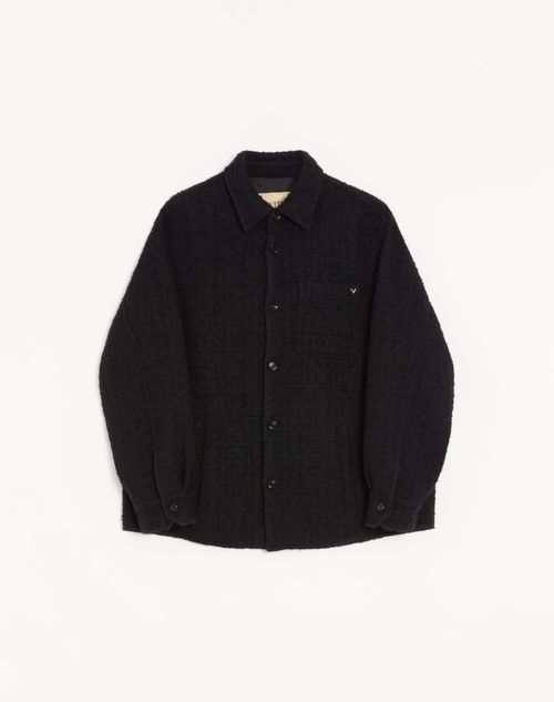 Jaqueta camisa Valentino em tweed de algodão com detalhes dourados
