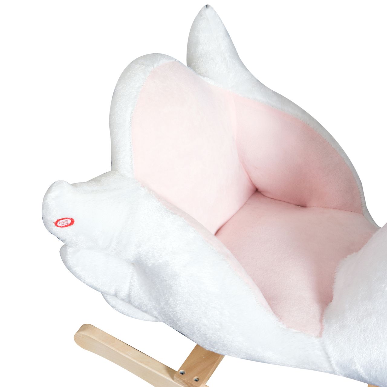 HOMCOM Kinder Schaukelpferd Baby Schaukeltier Schwan mit Musik Spielzeug Haltegriffe ab 18 Monate Plüsch Rosa Weiß 60 x 32 x 55 cm