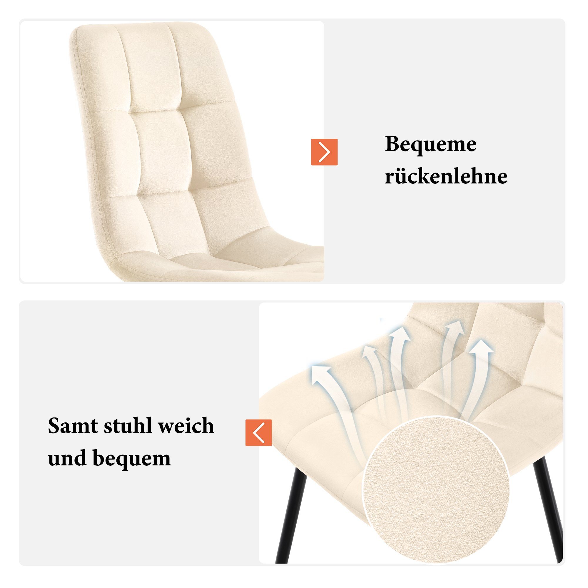 REDOM Essgruppe Ein Tisch und vier Stühle, (5-tlg), Küchetisch Esszimmerstuhl Set, Metallbeine