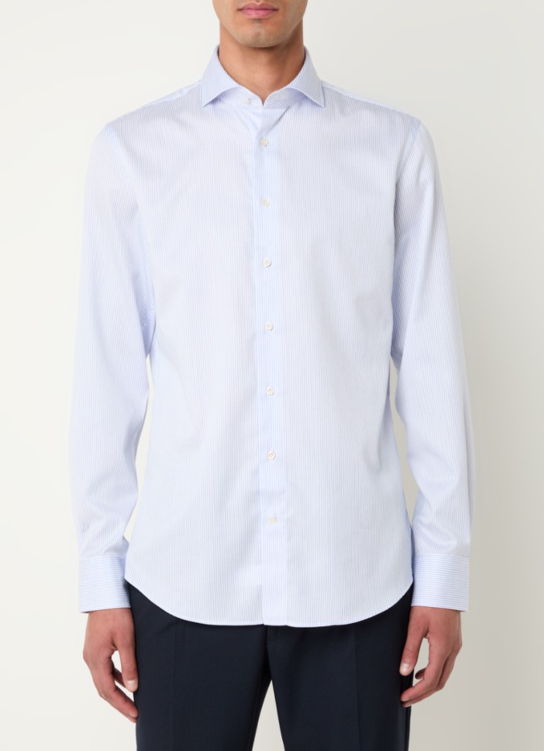 Camisa Profuomo slim fit sem necessidade de passar, com estampa listrada.