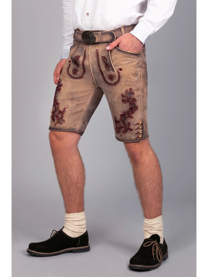Edelnice Kurze Wildbock Lederhose Emil in dunkelbraun günstig kaufen