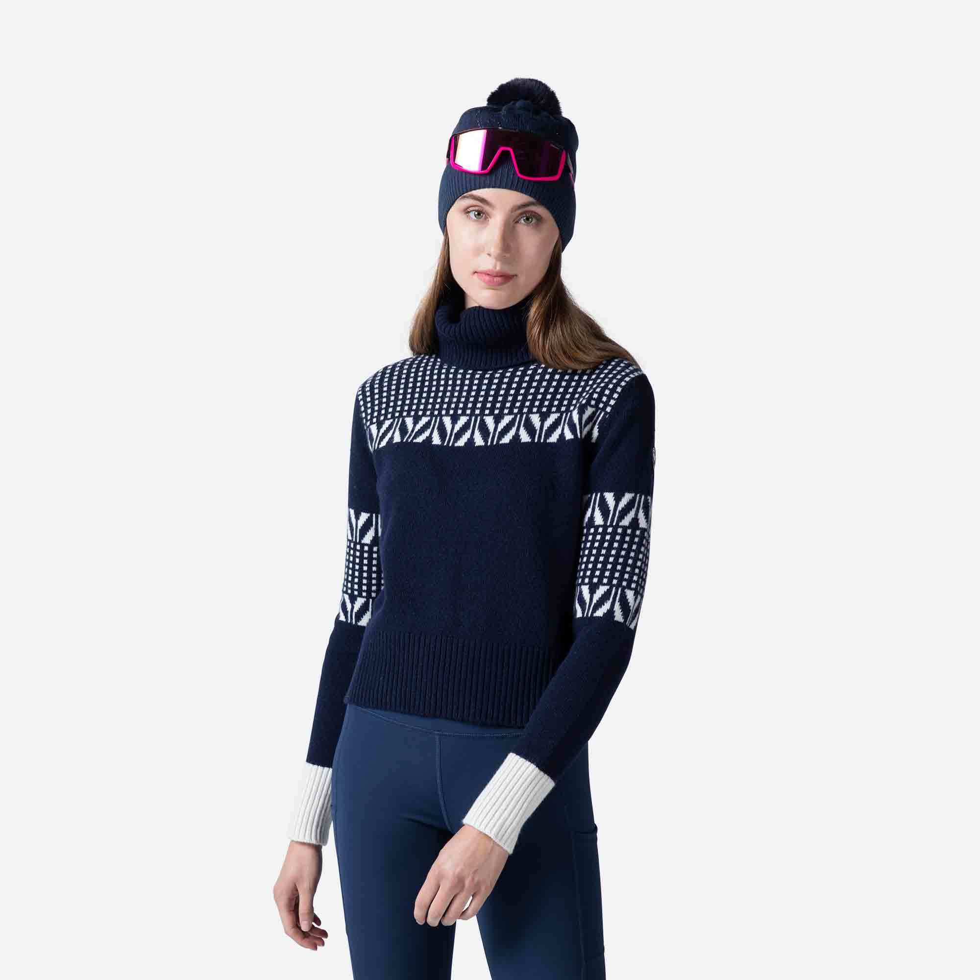 Pull en maille à col haut Vintage femme